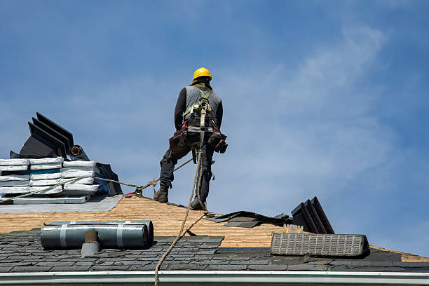 Professional Gutter Installation technician working in Grove City, FL